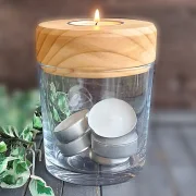 Kerzenhalter-Glas/Holz d03