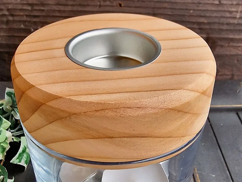 Kerzenhalter-Glas/Holz d03