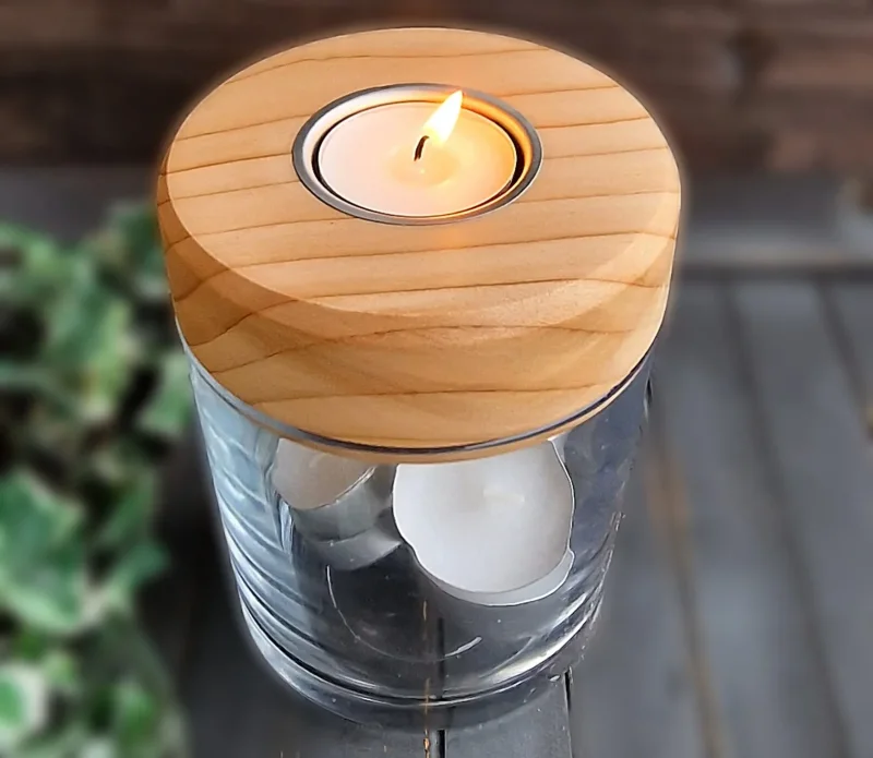 Kerzenhalter-Glas/Holz d03