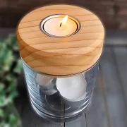 Kerzenhalter-Glas/Holz d03