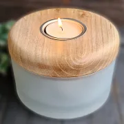 Kerzenhalter-Glas/Holz d04