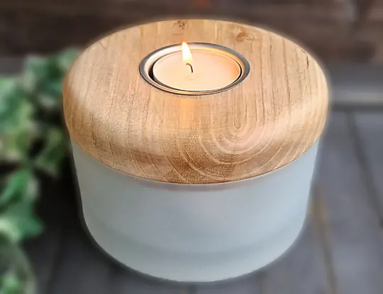 Kerzenhalter-Glas/Holz d04