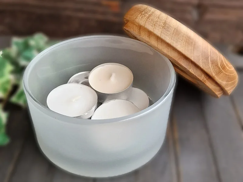 Kerzenhalter-Glas/Holz d04