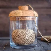 Bindfadenhalter-Glas/Holz d09