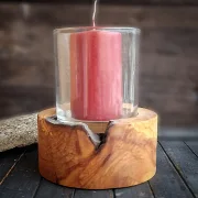 Windlicht-Glas/Holz d10