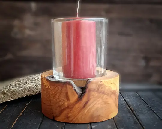 Windlicht-Glas/Holz d10