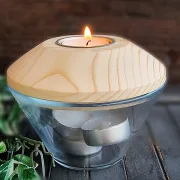 Kerzenhalter-Glas/Holz d02