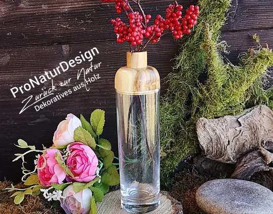 Vase - Glas/Holz d05