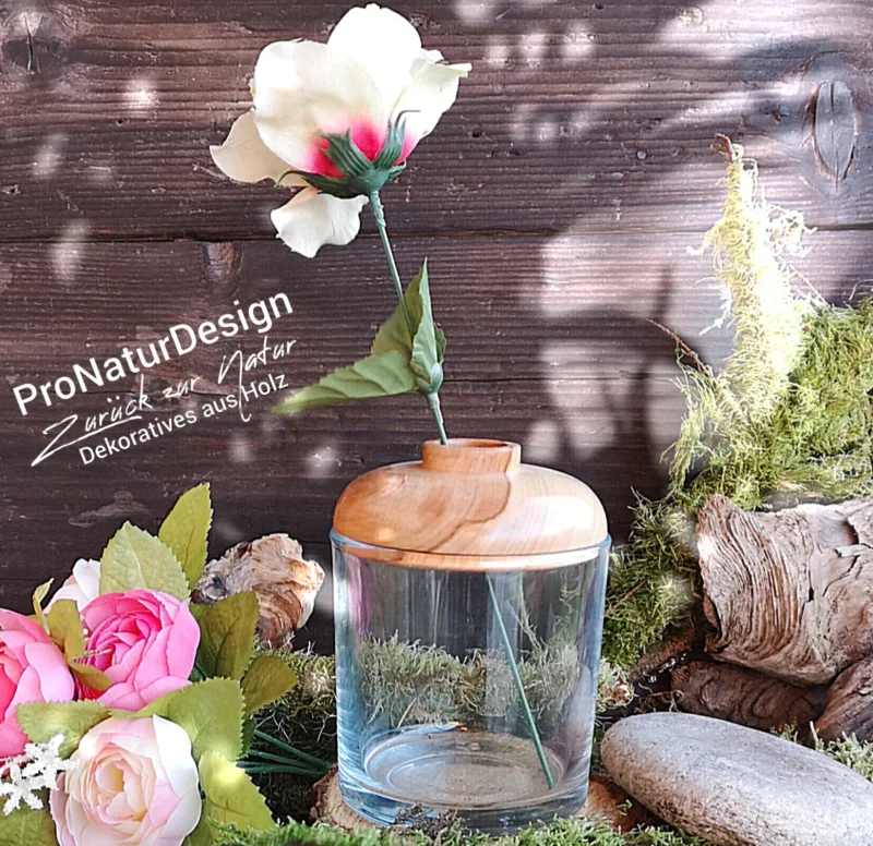 Vase - Glas/Holz d17