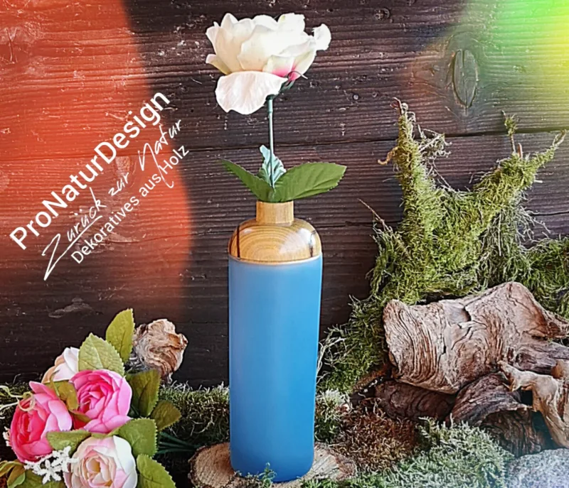 Vase - Glas/Holz d18