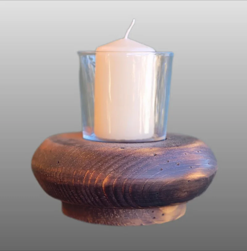 Windlicht-Glas/Holz d11