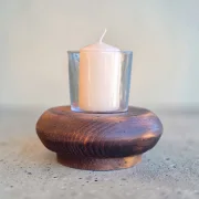 Windlicht-Glas/Holz d11